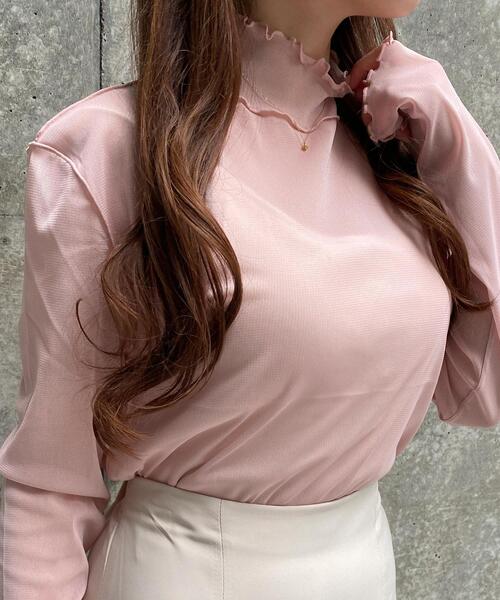 INGNI(イング)の「チュールハイネックメロウトップス(Tシャツ/カットソー・レディース・アイボリー/サックスブルー系4/イエロー系5/ピンク系/ブラック・M)」の5枚目の写真