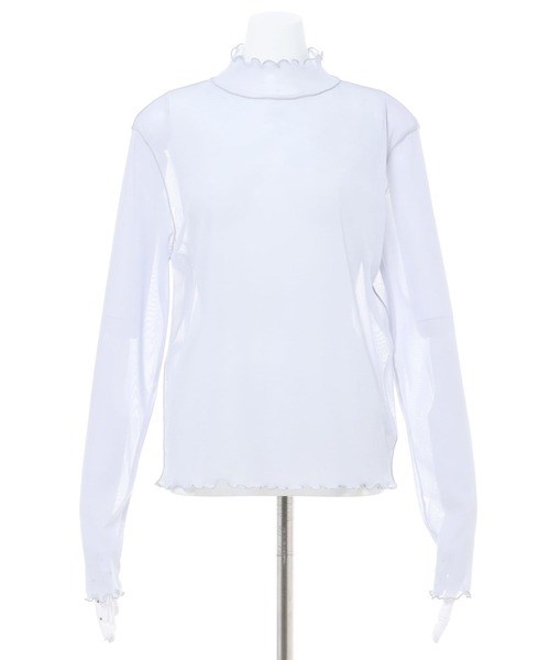 INGNI(イング)の「チュールハイネックメロウトップス(Tシャツ/カットソー・レディース・アイボリー/サックスブルー系4/イエロー系5/ピンク系/ブラック・M)」の16枚目の写真