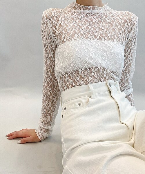 Charles Chaton（シャルルシャトン）の「レースボディスーツ（Tシャツ/カットソー・レディース・ホワイト/ブラック/パープル/イエロー・FREE）」の2枚目の写真