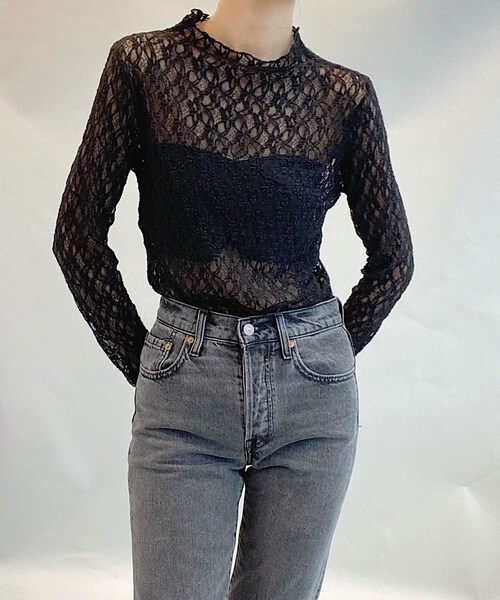 Charles Chaton（シャルルシャトン）の「レースボディスーツ（Tシャツ/カットソー・レディース・ホワイト/ブラック/パープル/イエロー・FREE）」の8枚目の写真