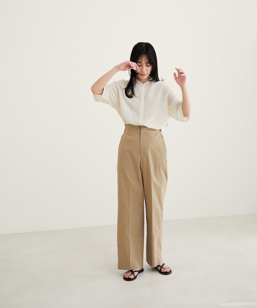 SALON adam et rope'(サロン アダム エ ロペ)の「【ご好評につき完売色&新色追加!】【洗える・UVケア・接触冷感】コットンライクスタイルアップパンツ(その他パンツ・レディース・ベージュ/ブラック/ピンク/イエロー系その他3・M/S/X-SMALL)」の11枚目の写真