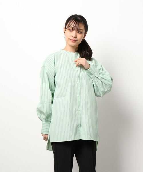 ehka sopo（エヘカソポ）の「マルチストライプチュニックシャツ（シャツ/ブラウス・レディース・サックスブルー/ピンク/グリーン・ﾌﾘ-）」の6枚目の写真