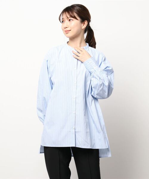 ehka sopo（エヘカソポ）の「マルチストライプチュニックシャツ（シャツ/ブラウス・レディース・サックスブルー/ピンク/グリーン・ﾌﾘ-）」の7枚目の写真