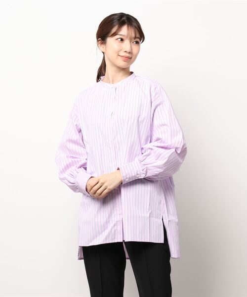 ehka sopo（エヘカソポ）の「マルチストライプチュニックシャツ（シャツ/ブラウス・レディース・サックスブルー/ピンク/グリーン・ﾌﾘ-）」の8枚目の写真