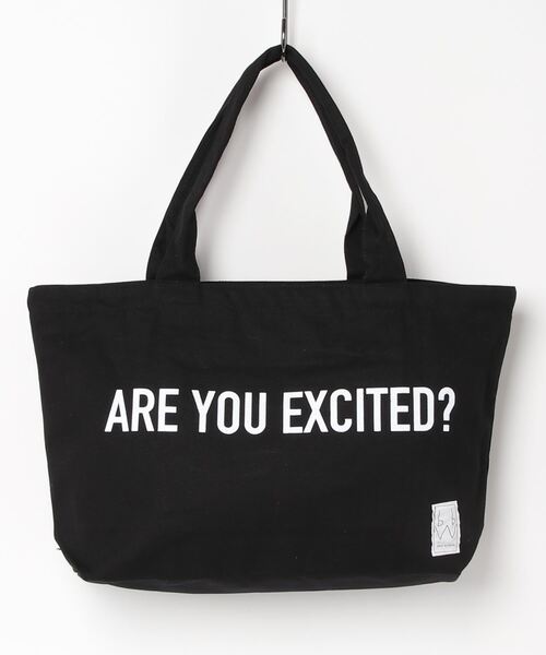blank by words（ブランクバイワーズ）の「キャンバストートバッグ  「ARE YOU EXCITED？」（トートバッグ・メンズ・オフホワイト/ブラック・FREE）」の2枚目の写真