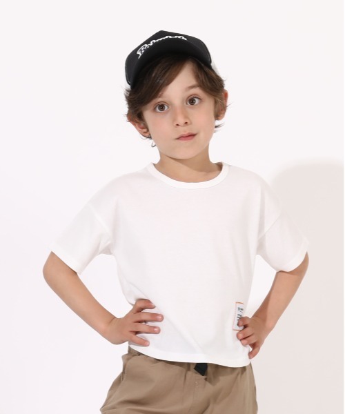 BABYDOLL（ベビードール）の「通販限定 クールドライ Tシャツ 6502K（Tシャツ/カットソー・キッズ・ホワイト/チャコールグレー/イエロー/ターコイズブルー/ストーン/パープル/ピンク/イエロー×グリーン/ベージュ・90cm/100cm/110cm/120cm/130cm/140cm/150cm/160cm）」の2枚目の写真