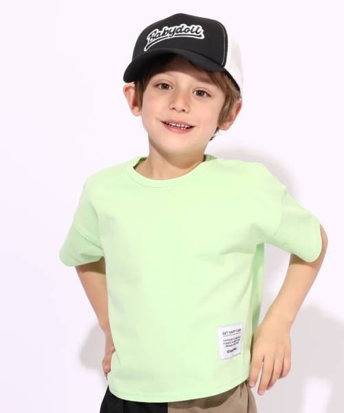 BABYDOLL（ベビードール）の「通販限定 クールドライ Tシャツ 6502K（Tシャツ/カットソー・キッズ・ホワイト/チャコールグレー/イエロー/ターコイズブルー/ストーン/パープル/ピンク/イエロー×グリーン/ベージュ・90cm/100cm/110cm/120cm/130cm/140cm/150cm/160cm）」の13枚目の写真