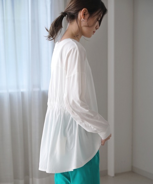 Bou Jeloud（ブージュルード）の「ウエストドロストプルオーバー（Tシャツ/カットソー・レディース・オフホワイト/ベージュ/パープル/チャコールグレー・FREE）」の5枚目の写真