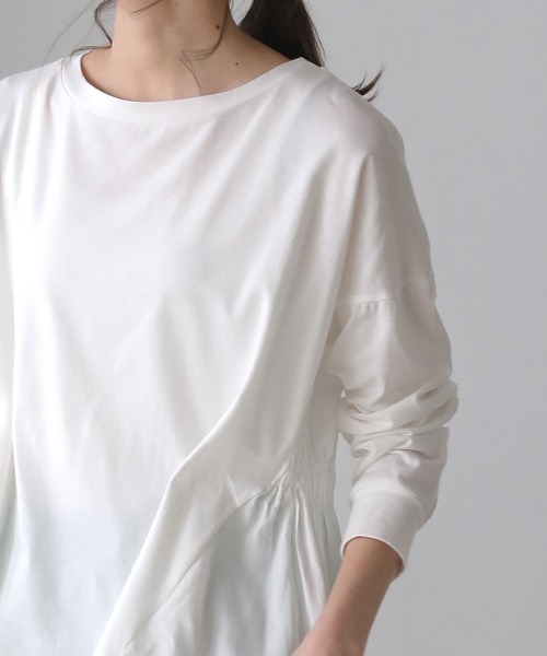 Bou Jeloud（ブージュルード）の「ウエストドロストプルオーバー（Tシャツ/カットソー・レディース・オフホワイト/ベージュ/パープル/チャコールグレー・FREE）」の6枚目の写真