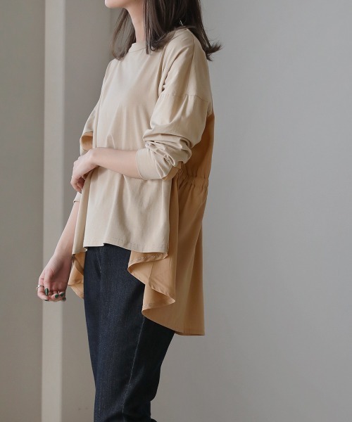 Bou Jeloud（ブージュルード）の「ウエストドロストプルオーバー（Tシャツ/カットソー・レディース・オフホワイト/ベージュ/パープル/チャコールグレー・FREE）」の19枚目の写真