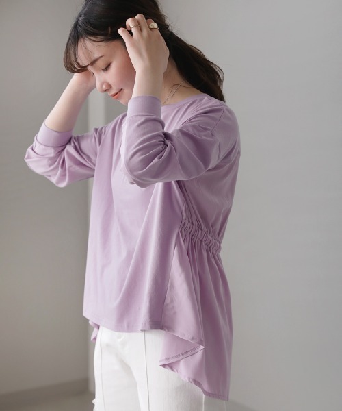 Bou Jeloud（ブージュルード）の「ウエストドロストプルオーバー（Tシャツ/カットソー・レディース・オフホワイト/ベージュ/パープル/チャコールグレー・FREE）」の9枚目の写真