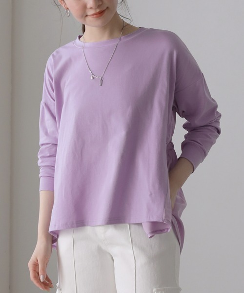 Bou Jeloud（ブージュルード）の「ウエストドロストプルオーバー（Tシャツ/カットソー・レディース・オフホワイト/ベージュ/パープル/チャコールグレー・FREE）」の12枚目の写真