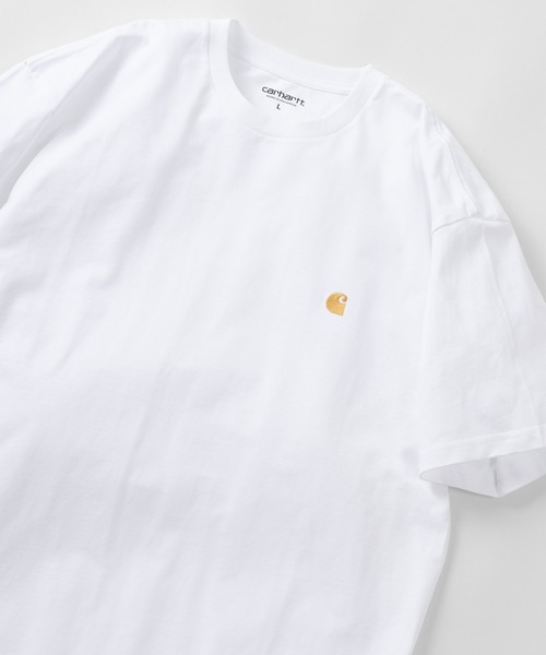 Carhartt WIP(カーハートダブリューアイピー)の「【Carhartt/カーハート】 ワンポイント ブランドロゴ刺繍 半袖Tシャツ/CHASE T-SHIRT(Tシャツ/カットソー・レディース・ホワイト/ライトブルー/ブラック/ネイビー/オリーブ/ピンク/ミント・M/L/XL)」の2枚目の写真