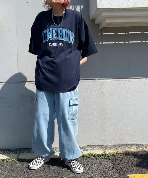 WEGO（ウィゴー）の「WEGO/アクセ付きカレッジ半袖Tシャツ（Tシャツ/カットソー・メンズ・ダークグリーン/ホワイト/ネイビー・MEDIUM/LARGE）」の19枚目の写真