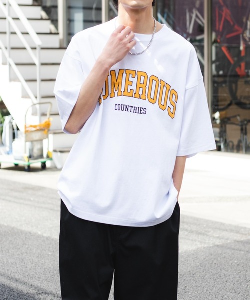 WEGO（ウィゴー）の「WEGO/アクセ付きカレッジ半袖Tシャツ（Tシャツ/カットソー・メンズ・ダークグリーン/ホワイト/ネイビー・MEDIUM/LARGE）」の14枚目の写真