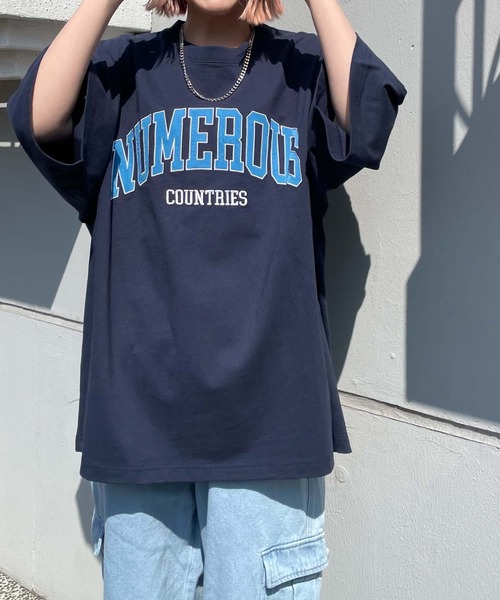 WEGO（ウィゴー）の「WEGO/アクセ付きカレッジ半袖Tシャツ（Tシャツ/カットソー・メンズ・ダークグリーン/ホワイト/ネイビー・MEDIUM/LARGE）」の7枚目の写真