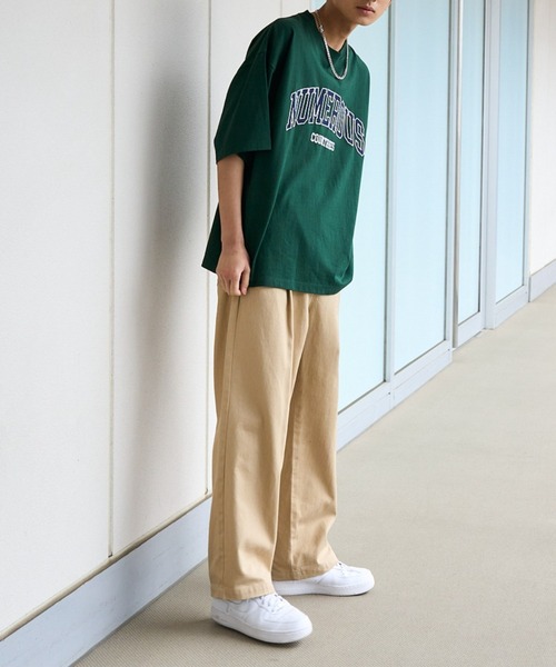 WEGO（ウィゴー）の「WEGO/アクセ付きカレッジ半袖Tシャツ（Tシャツ/カットソー・メンズ・ダークグリーン/ホワイト/ネイビー・MEDIUM/LARGE）」の11枚目の写真