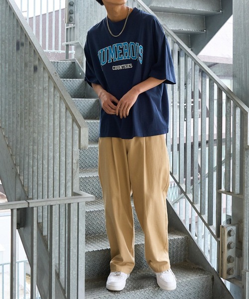 WEGO（ウィゴー）の「WEGO/アクセ付きカレッジ半袖Tシャツ（Tシャツ/カットソー・メンズ・ダークグリーン/ホワイト/ネイビー・MEDIUM/LARGE）」の9枚目の写真