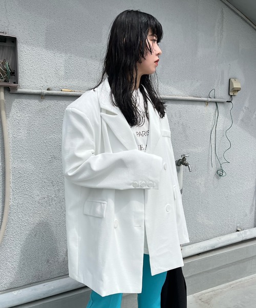 Narcissus(ナルシス)の「【Narcissus】オーバーカットジャケット(テーラードジャケット・レディース・ホワイト/グリーン・FREE)」の2枚目の写真