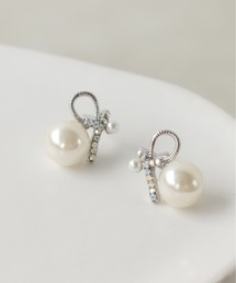 Three Four Time | パールリボンピアス【結婚式/パーティ/フォーマル/デイリー】(ピアス（両耳用）)