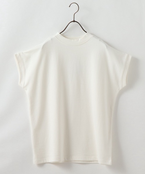 frames RAY CASSIN（フレームスレイカズン）の「WEB限定．フレンチスリーブモックネックTシャツ(無地/ボーダー)（Tシャツ/カットソー・レディース・ブラック/ベージュ/オフホワイト/ピンク/ネイビー/ネイビー系/ピンク系・FREE）」の9枚目の写真