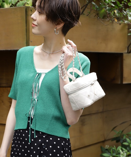 N.（N. Natural Beauty Basic）（エヌエヌナチュラルビューティーベーシック）の「◆前後２ＷＡＹリボンリブカーディガン（カーディガン/ボレロ・レディース・ブラック/グリーン/ナチュラル・MEDIUM）」の3枚目の写真