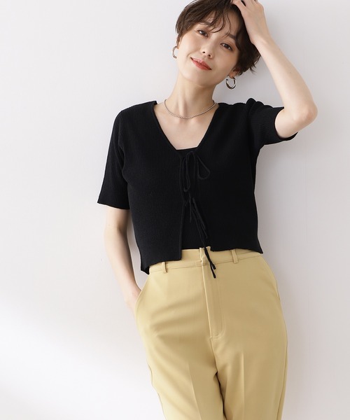 N.（N. Natural Beauty Basic）（エヌエヌナチュラルビューティーベーシック）の「◆前後２ＷＡＹリボンリブカーディガン（カーディガン/ボレロ・レディース・ブラック/グリーン/ナチュラル・MEDIUM）」の2枚目の写真