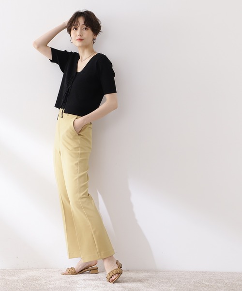 N.（N. Natural Beauty Basic）（エヌエヌナチュラルビューティーベーシック）の「◆前後２ＷＡＹリボンリブカーディガン（カーディガン/ボレロ・レディース・ブラック/グリーン/ナチュラル・MEDIUM）」の4枚目の写真