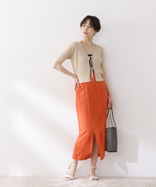 N.（N. Natural Beauty Basic）（エヌエヌナチュラルビューティーベーシック）の「◆前後２ＷＡＹリボンリブカーディガン（カーディガン/ボレロ・レディース・ブラック/グリーン/ナチュラル・MEDIUM）」の7枚目の写真