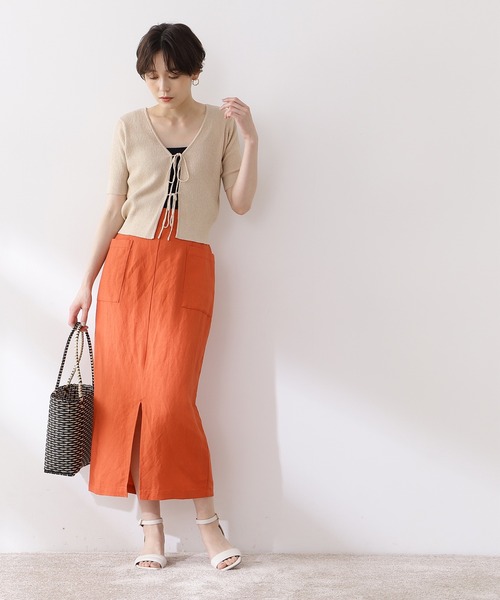 N.（N. Natural Beauty Basic）（エヌエヌナチュラルビューティーベーシック）の「◆前後２ＷＡＹリボンリブカーディガン（カーディガン/ボレロ・レディース・ブラック/グリーン/ナチュラル・MEDIUM）」の6枚目の写真