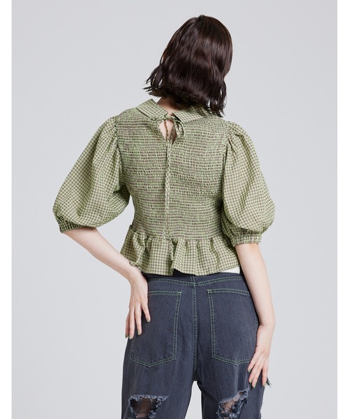 Little sunny bite（リトルサニーバイト）の「Check short blouse（シャツ/ブラウス・レディース・レッド/ピンク/ブルー/グリーン・FREE）」の6枚目の写真