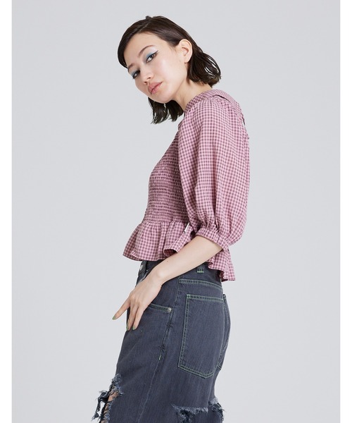 SALE50%OFF little sunny bite リトルサニーバイト Original floral block check shirts  チェックシャツ lsb-ltop-127 トップス Little sunny bite SALE50%OFF little リトルサニーバイト
