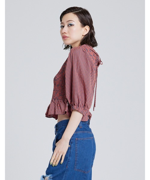 Little sunny bite（リトルサニーバイト）の「Check short blouse（シャツ/ブラウス・レディース・レッド/ピンク/ブルー/グリーン・FREE）」の11枚目の写真