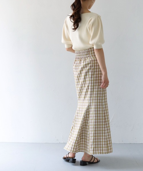 HER CLOSET（ハークローゼット）の「【TWENTY THREE】WEB限定ハートネックパフスリーブリブニットトップス（ニット/セーター・レディース・ブラック/パープル/イエロー/アイボリー・M）」の17枚目の写真