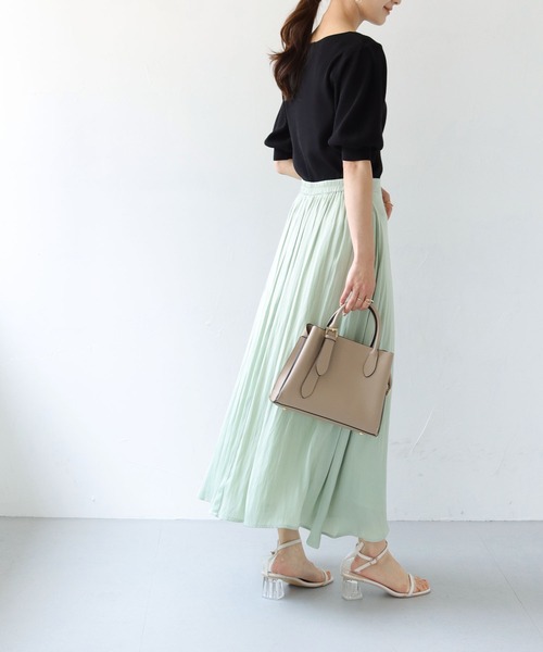 HER CLOSET（ハークローゼット）の「【TWENTY THREE】WEB限定ハートネックパフスリーブリブニットトップス（ニット/セーター・レディース・ブラック/パープル/イエロー/アイボリー・M）」の5枚目の写真