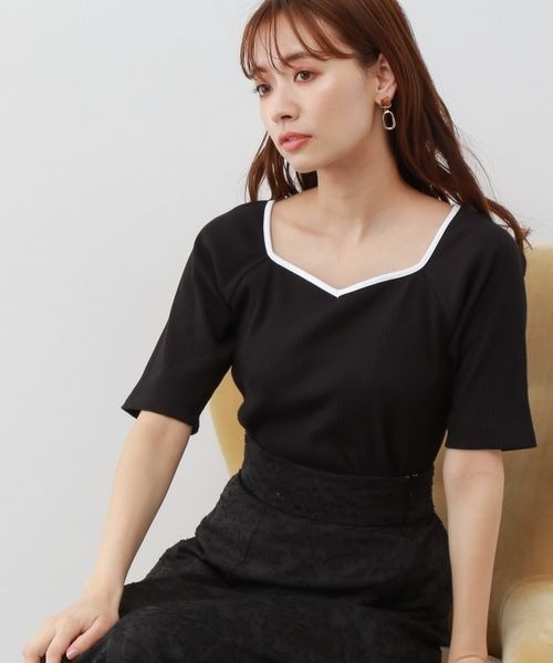 mysty woman（ミスティウーマン）の「バックオープンパイピングプルオーバー 297713（Tシャツ/カットソー・レディース・ブラック/オフホワイト/ベージュ・FREE）」の3枚目の写真