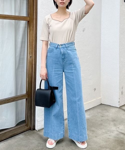 mysty woman（ミスティウーマン）の「バックオープンパイピングプルオーバー 297713（Tシャツ/カットソー・レディース・ブラック/オフホワイト/ベージュ・FREE）」の9枚目の写真