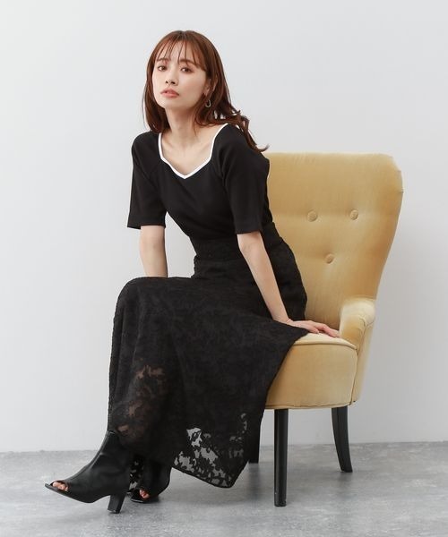 mysty woman（ミスティウーマン）の「バックオープンパイピングプルオーバー 297713（Tシャツ/カットソー・レディース・ブラック/オフホワイト/ベージュ・FREE）」の6枚目の写真