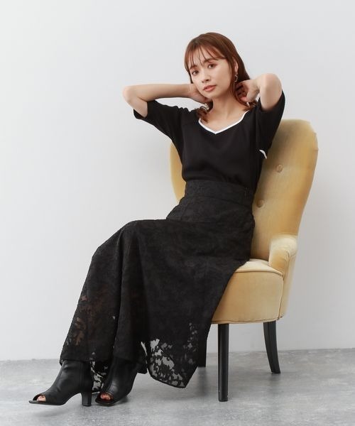 mysty woman（ミスティウーマン）の「バックオープンパイピングプルオーバー 297713（Tシャツ/カットソー・レディース・ブラック/オフホワイト/ベージュ・FREE）」の8枚目の写真