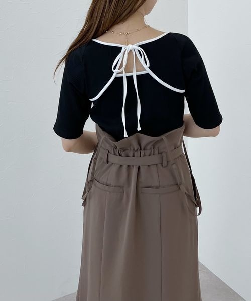 mysty woman（ミスティウーマン）の「バックオープンパイピングプルオーバー 297713（Tシャツ/カットソー・レディース・ブラック/オフホワイト/ベージュ・FREE）」の16枚目の写真