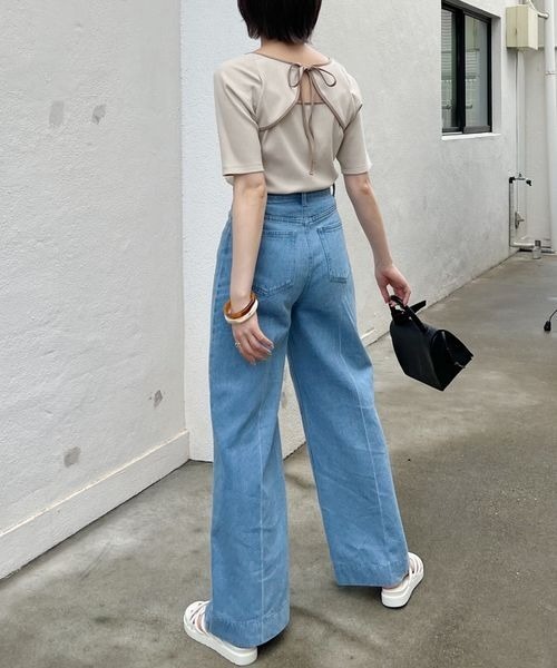 mysty woman（ミスティウーマン）の「バックオープンパイピングプルオーバー 297713（Tシャツ/カットソー・レディース・ブラック/オフホワイト/ベージュ・FREE）」の10枚目の写真