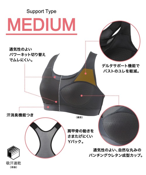 CW-X（シーダブリューエックス）の「SPORTSゆれケアBra　MESH（スポーツブラ・レディース・ブルー/イエロー/ブラック/ブラック系その他/グレー系その他/パープル/ライトグリーン/クリーム・L/S/M）」の18枚目の写真