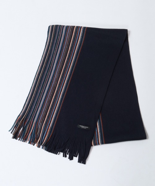 【セール】【V.FRAAS(ヴィ・フラース)】マルチストライプ＆無地柄 ラッセル編みマフラー（マフラー）｜CROWDED CLOSET（クラウデッドクローゼット）