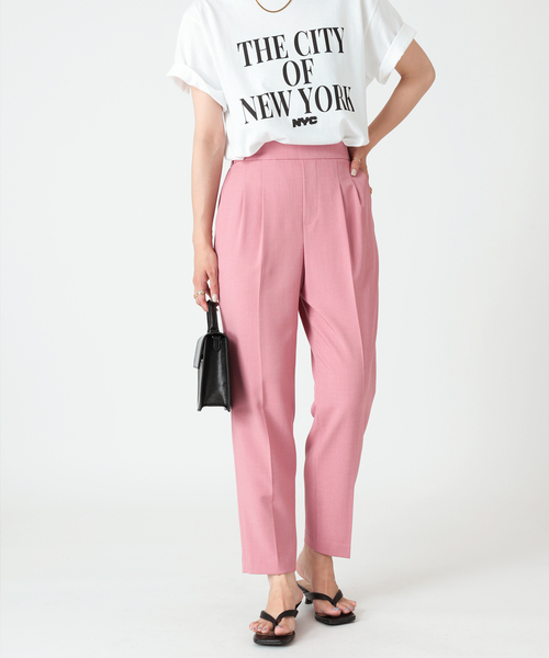 B.C STOCK（ベーセーストック）の「カラーテーパードパンツ（スラックス・レディース・グリーン/ホワイト/ベージュ/ブラック/ピンク・MEDIUM/SMALL）」の5枚目の写真