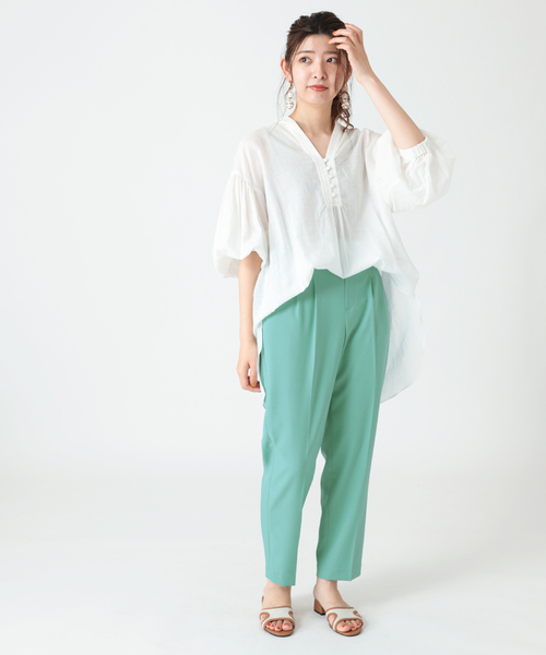 B.C STOCK（ベーセーストック）の「カラーテーパードパンツ（スラックス・レディース・グリーン/ホワイト/ベージュ/ブラック/ピンク・MEDIUM/SMALL）」の18枚目の写真