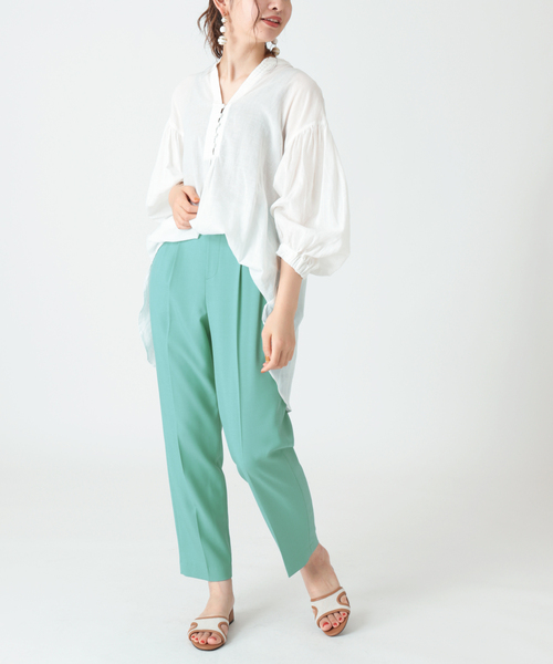 B.C STOCK（ベーセーストック）の「カラーテーパードパンツ（スラックス・レディース・グリーン/ホワイト/ベージュ/ブラック/ピンク・MEDIUM/SMALL）」の20枚目の写真