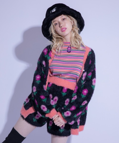 Candy Stripper(キャンディストリッパー)の「FLUFFY KNIT カーディガン(カーディガン/ボレロ・レディース・ブラック/ネイビー/ブラック×ブルー・2)」の10枚目の写真