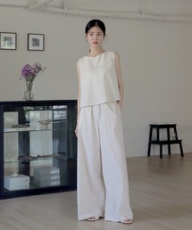 UNE MANSION | ノースリーブワイドゴムパンツセット(セットアップ)