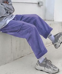 ルーズシルエット セミワイドクラッシュポケットペインターデニムパンツ