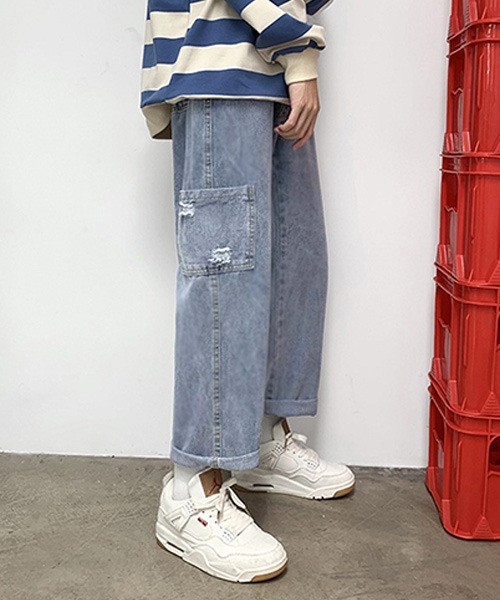 Anchor Smith(アンカー スミス)の「ルーズシルエット セミワイドクラッシュポケットペインターデニムパンツ(デニムパンツ・メンズ・ライトブルー/グレー/グリーン/ブルー・S/M/L/XL)」の21枚目の写真